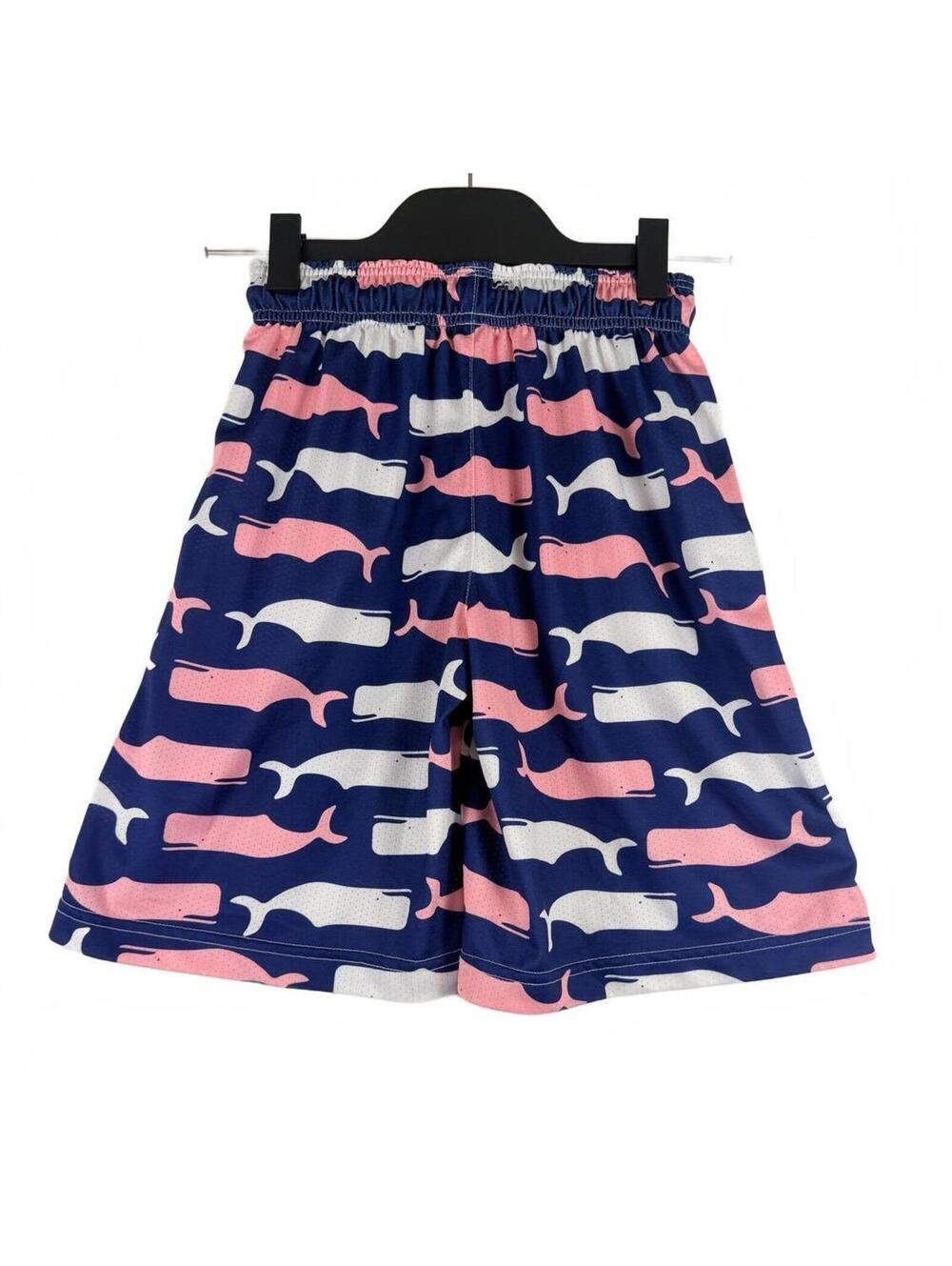 Lacrosse Unlimited Whale‎ Print Shorts Blue Pink Athletic LAX Youth Med (10-12)